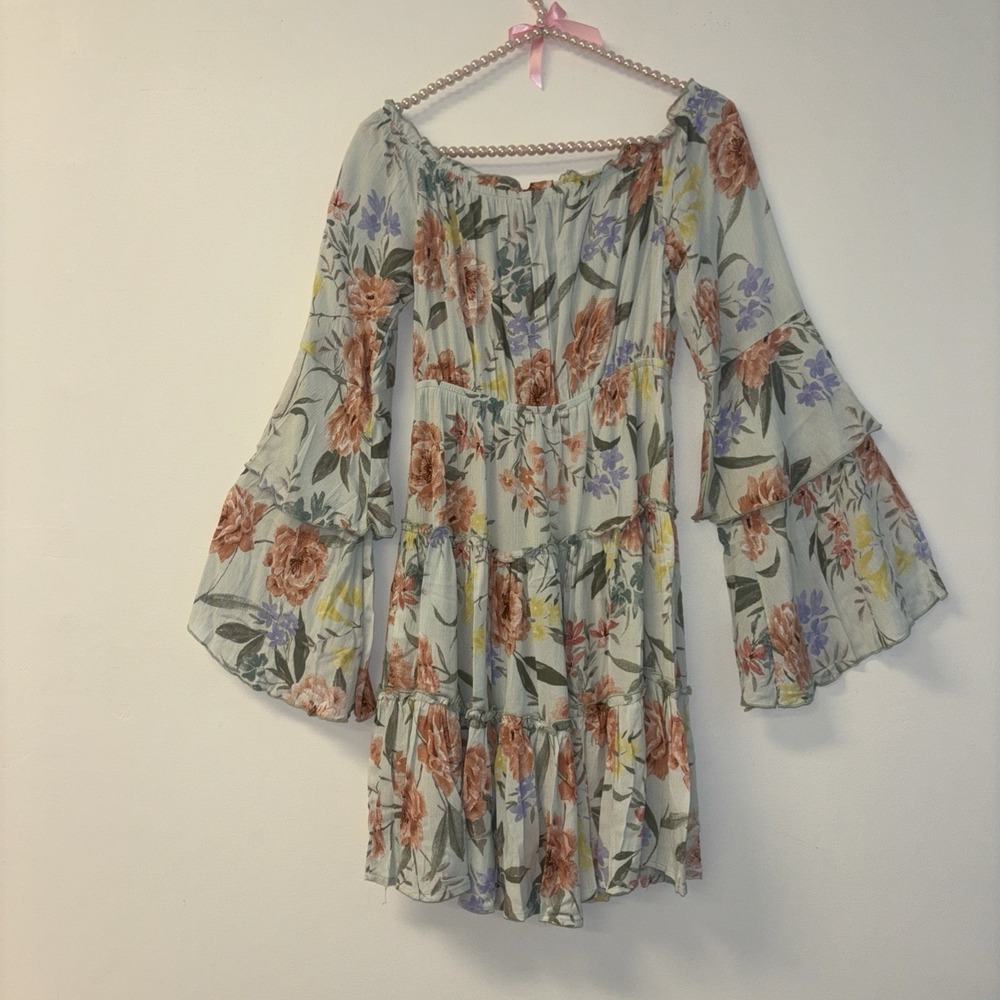 Blue B Floral Dress Sz M Fairy Ethereal Dainty Mini Bell Tropic Beachy NWT Milkm - Picture 11 of 11